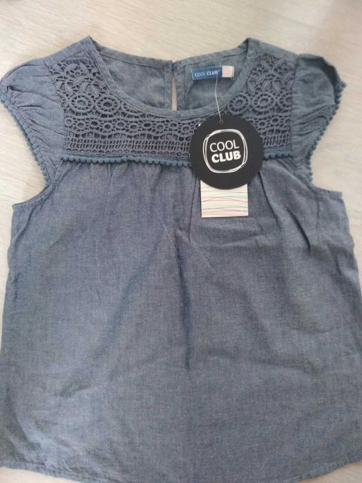 Nowa Bluzeczka jeans lato haft bawelna Smyk 128
