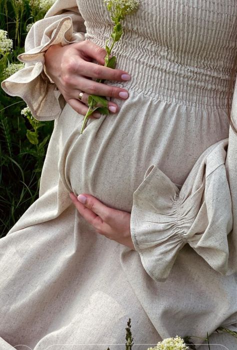 Лляна біла сукня для вагітних на фотосесію або повсякдень