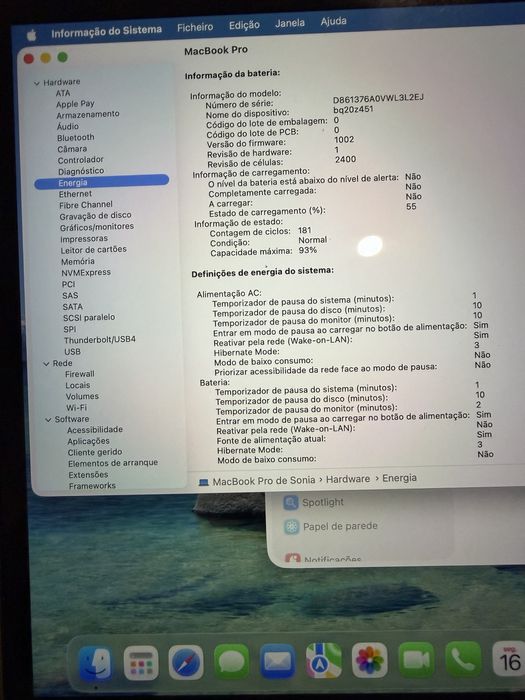 Macbook pro 13” 2020 M1 16 GB 256GB SSD GPU-8-core Cinzento Cideral