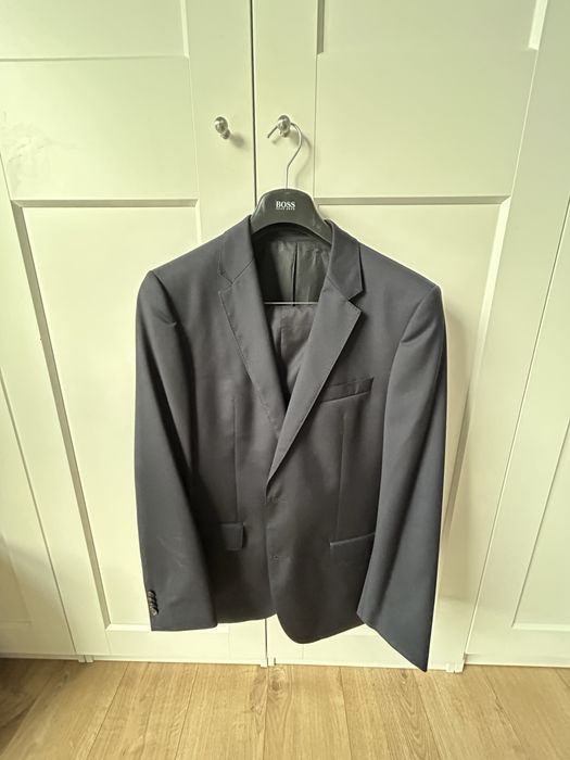 Garnitur BOSS M/L wełna Set marynarka 40E spodnie 32R