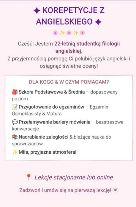 Korepetycje z angielskiego!