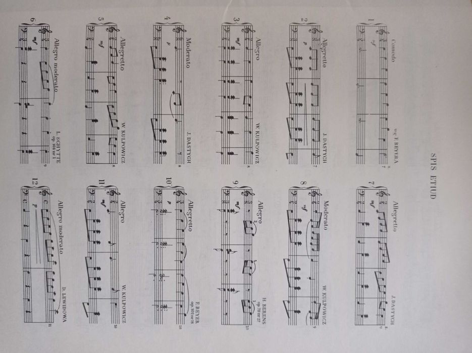 Nuty na akordeon etiudy Skarbczyk akordeonisty