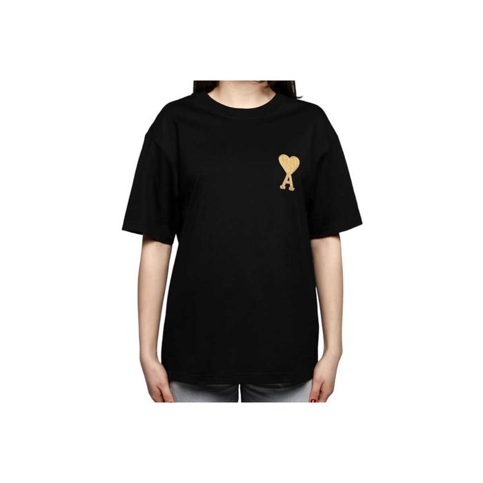 Футболка AMI Paris Ami de Coeur Lurex T-Shirt Black