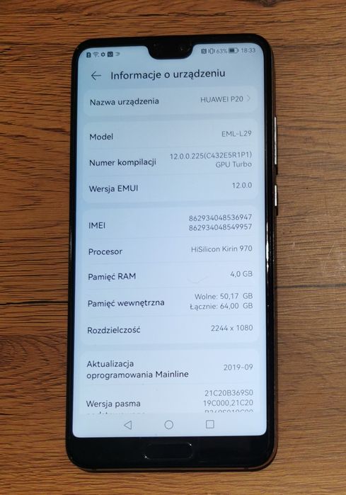 Huawei P20 telefon smartfon