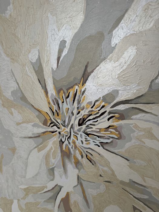 Картина квітка, акрил з фарбами металік золото, ручна робота