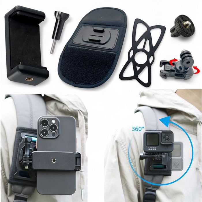 Кріплення на рюкзак для екшн камер GoPro, Sony, Xiaomi та смартфонів