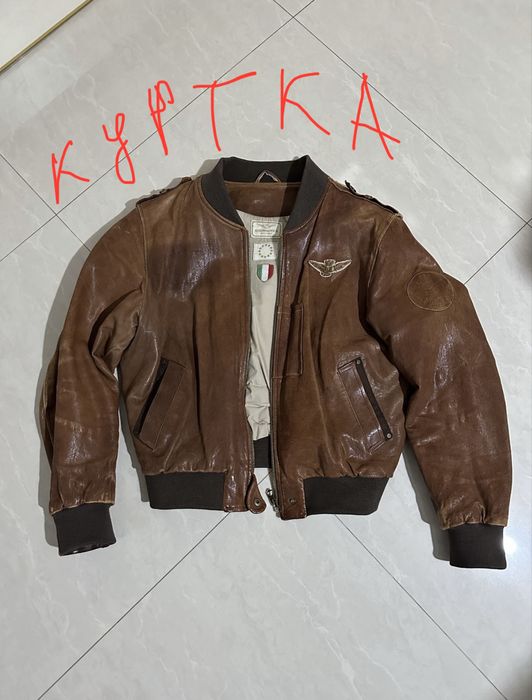 Куртка кожаная Aeronautica итальянская оригинал