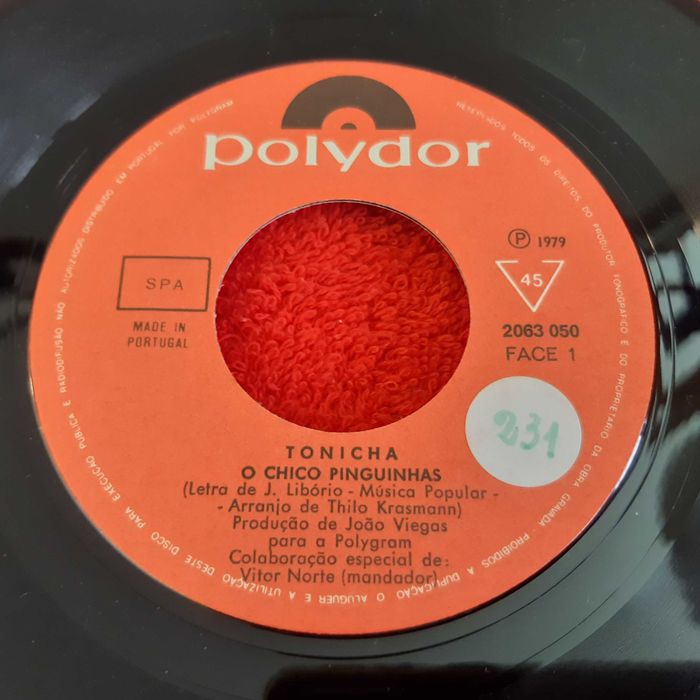 Disco Vinil Single Tonicha - O Chico Pinguinhas / Quadrilha de Cinfães