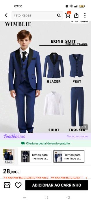 Fato novo 11 anos comunhão com camisa, calças, colete, casaco  e gravata