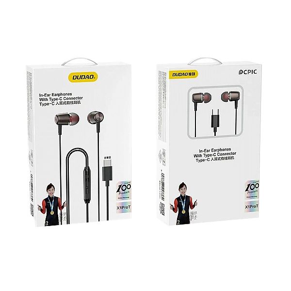 Słuchawki Dudao X1PROT douszne przewodowe USB-C 1.2 m - czarne