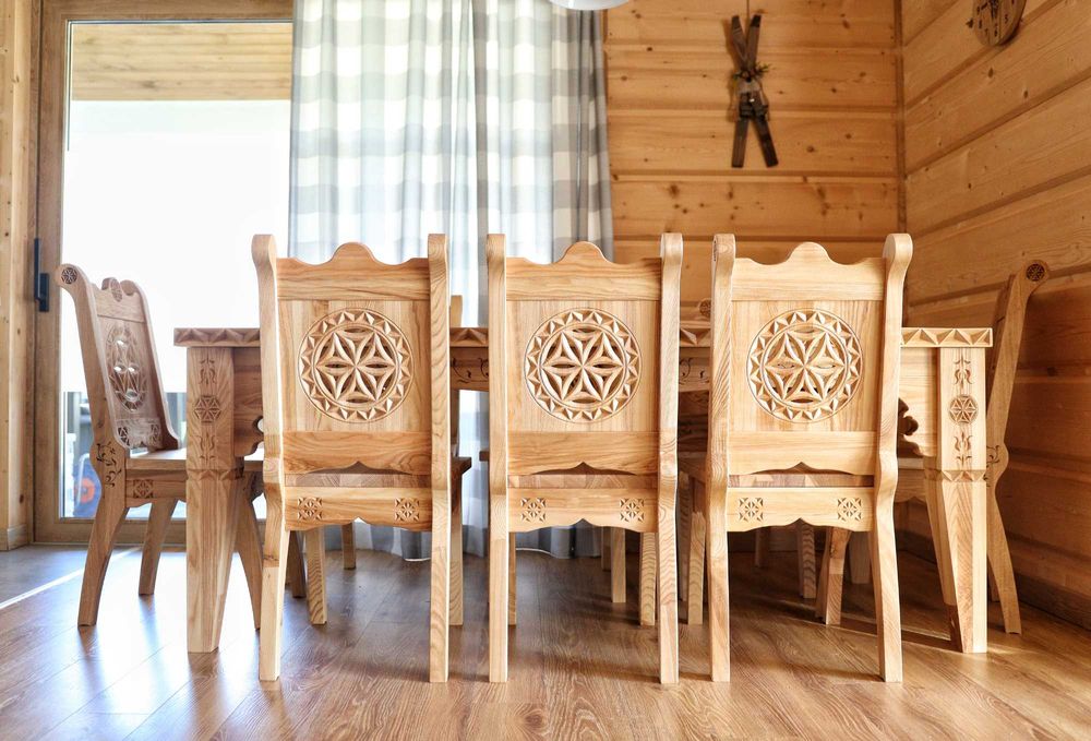 Stół góralski z litego drewna jesion dąb ręcznie wykonany na wymiar