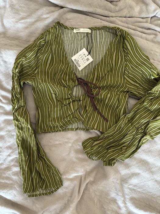 Zielona bluzka vintage w paski