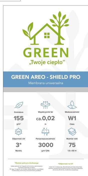 System Paroizolacji pod ZADMUCH – Membrana Green + Taśmy. Dostawa Siedlce i okolice   GREEN. Promocja!