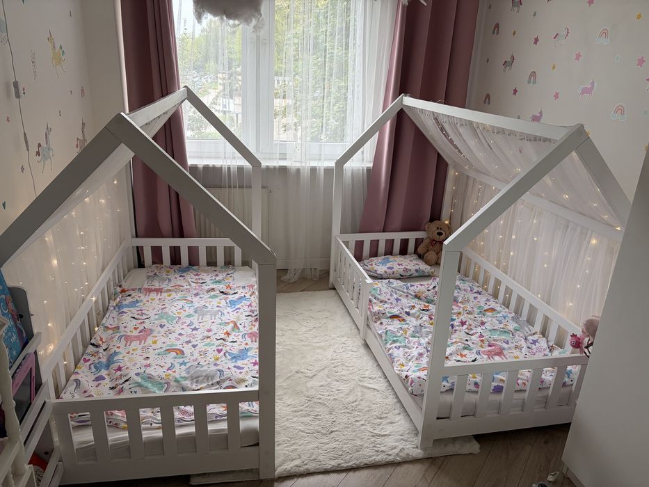 REZERWACJA Łóżko domek 80x160 białe z materacem