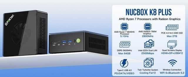 GMKtec K8 Plus R7 8845HS MINI PC okulink Win11 DDR5 5600Mhz PCIe4
