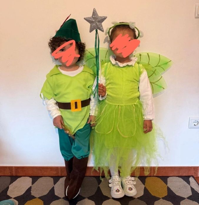 Conjunto disfarce Peter Pan e Sininho