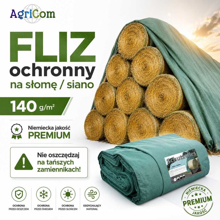 Fliz włóknina agrowłóknina plandeka do słomy siana na stertę - niemiecki ORYGINAŁ premium