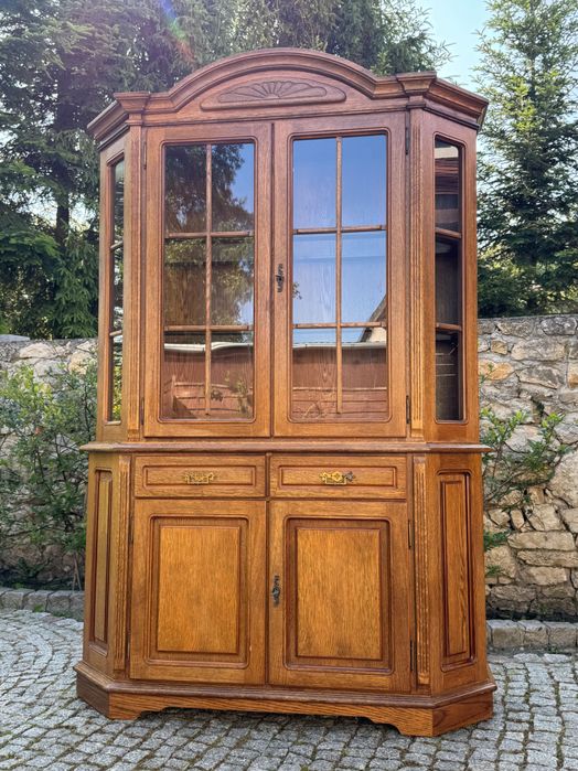 Kredens Witryna dębowa biblioteczka komoda z nadstawką 2002 r drewno