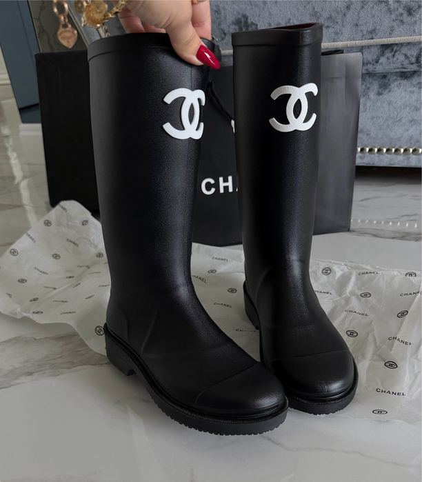 Черные Резиновые сапоги Chanel 36, 37, 38, 39, 40