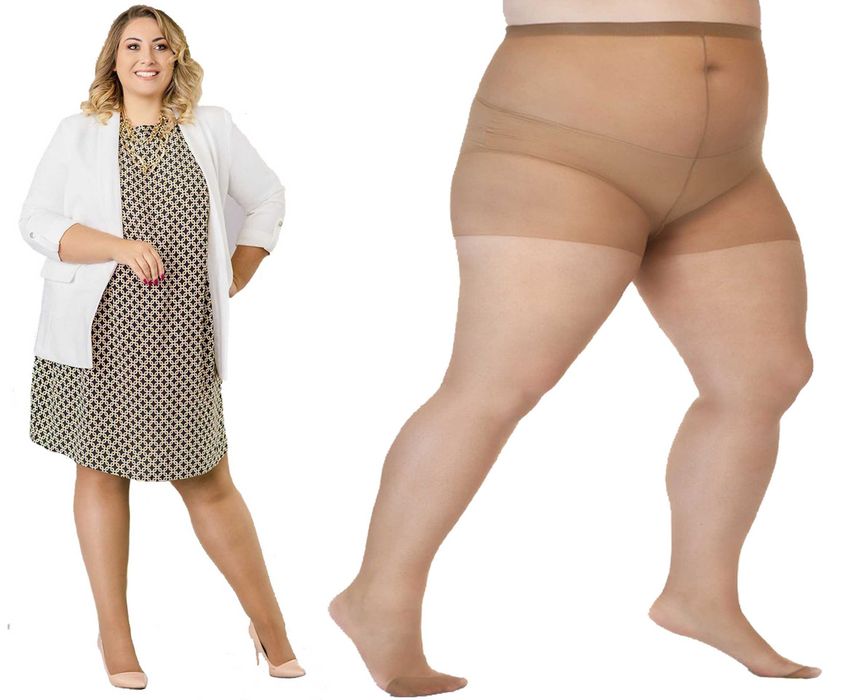 Rajstopy Lida Plus size++ 20den, laycra, jasny beż , 4XXL, biodra 170