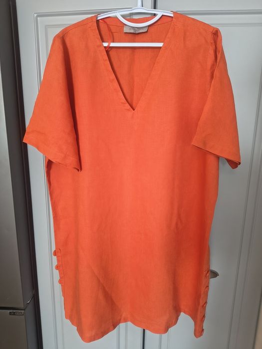 Lniana tunika Paul Costelloe Living roz XXL 48-50