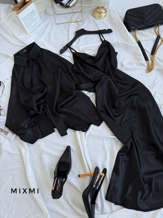 Жіноча шовкова сукня з сорочкою