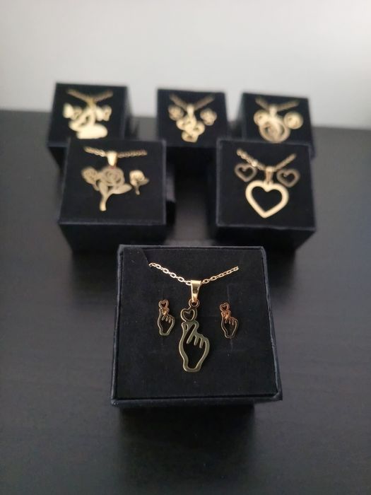 Colar e brincos aço