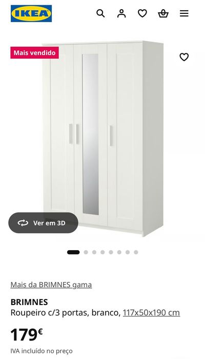 Roupeiro IKEA 3 portas NOVO