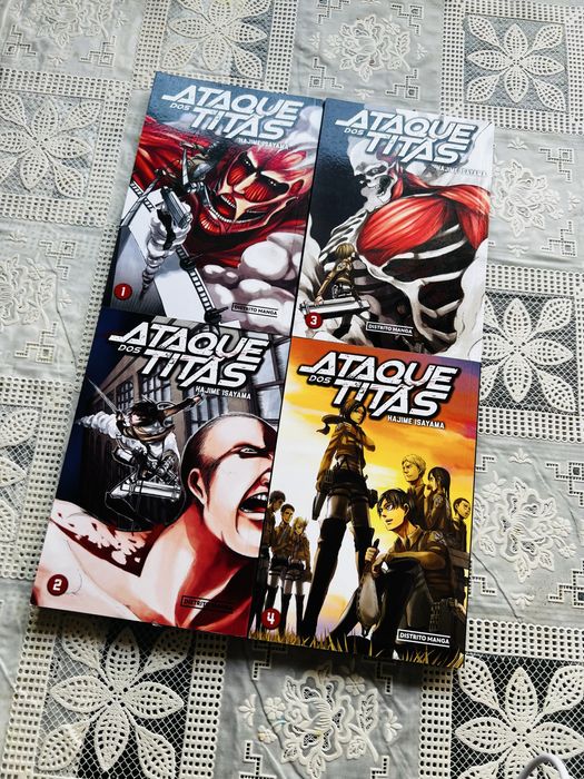 Attack on Titan Volumes 1 a 4 Manga, ótimo estado