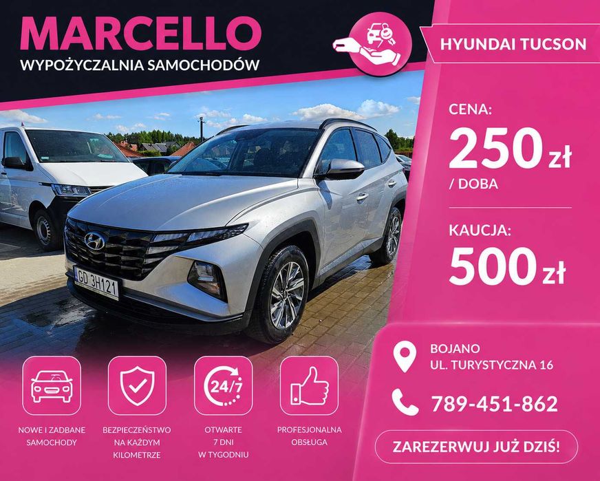 WYNAJEM AUT / Hyundai Tucson / Brak limitu KM / 500 zł kaucja !