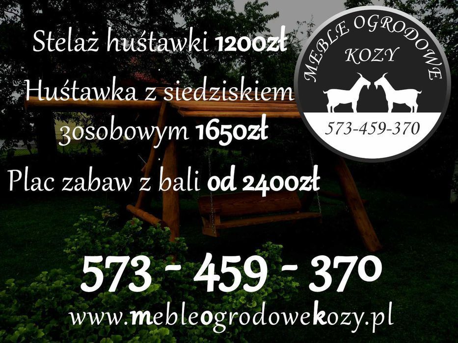 Drewniana huśtawka ogrodowa GRUBE BALE Plac zabaw Stelaż DO OGRODU