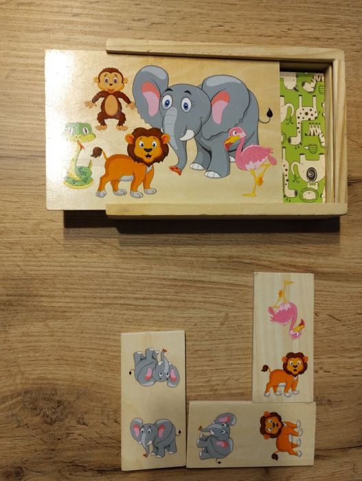 Domino drewniane -zwierzątka