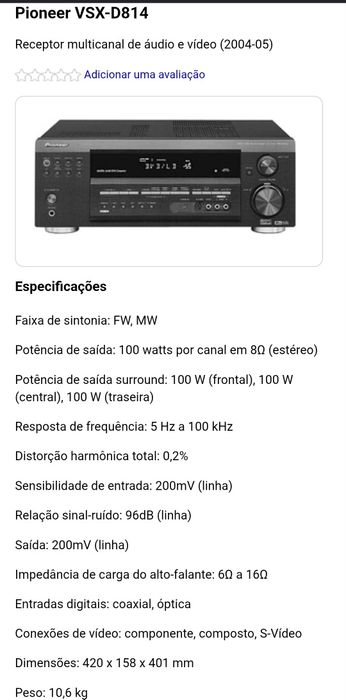 Amplificador Pioneer VSX-D814