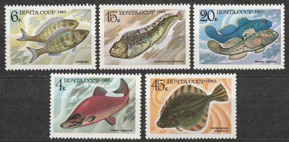 znaczki ZSRR Rosja - 1983 - ryby - czyste **