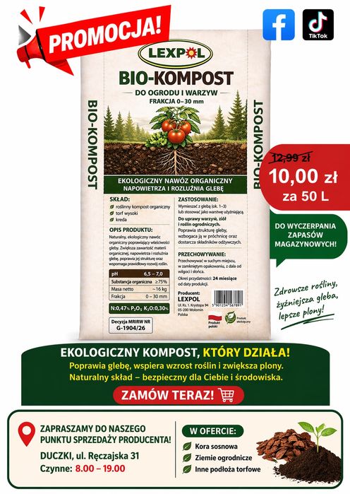 Podłoże warzywne ,Duczki ,Dostawa