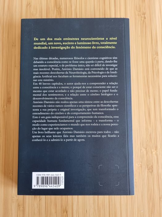 Livro Sentir & Saber
A caminho da consciência
de António Damásio