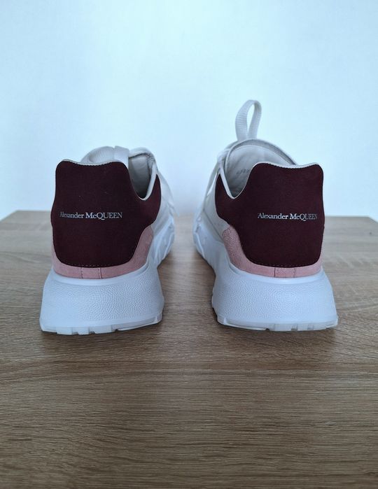 Alexander McQueen skórzane sneakersy białe z zamszem, 40