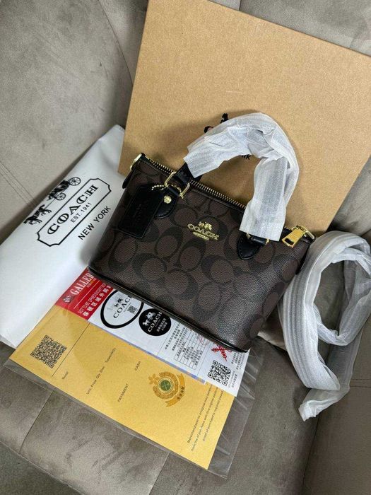 Coach Mini Tote Signature Brown/міні-сумка тоут Коуч