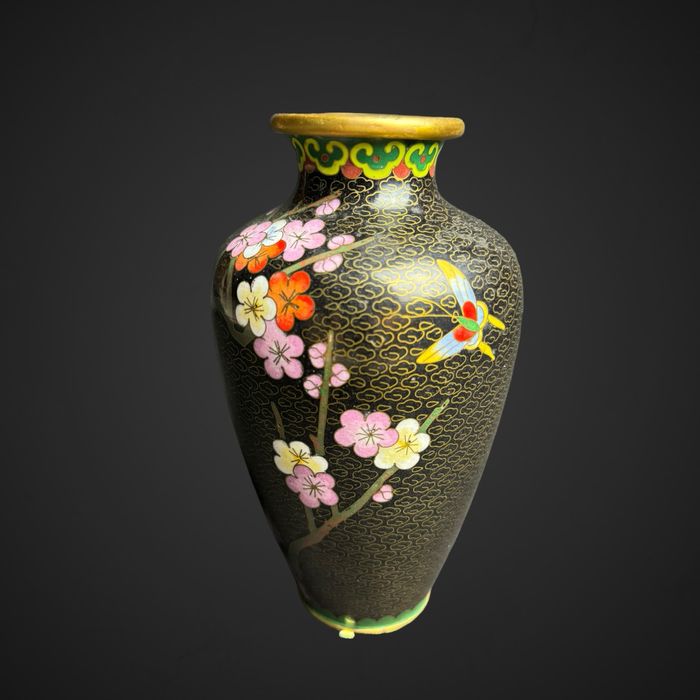 Wazon emalia cloisonne kwiaty styl azjatycki chiny B41/081705