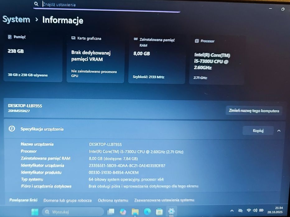Laptop, ultrabook Lenovo ThinkPad x270 I5 2zasilacze + stacja dokująca