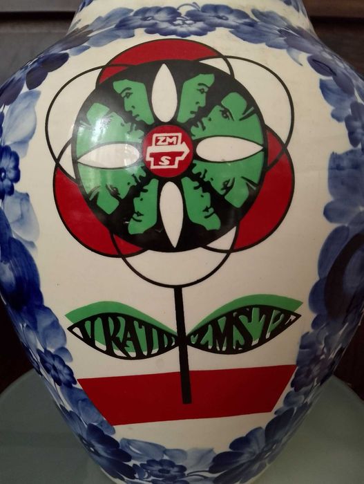 Fajans Włocławek wazon relikt PRL V Rajd ZMS 1972 rok