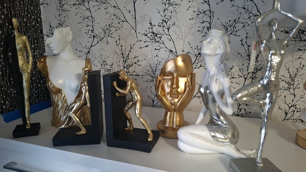 Figurki glamour złoto srebro zestaw