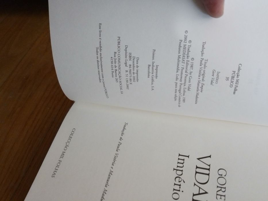 Equador-Miguel Sousa Tavares-oficina Livro .9 edicao -7E-Imperio-Gore Vidal-4E Desde 2E