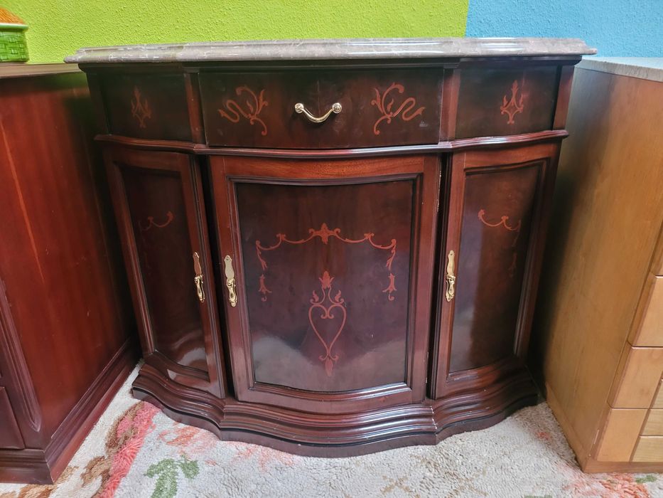 Consola em madeira com tampo em pedra - óptimo estado geral