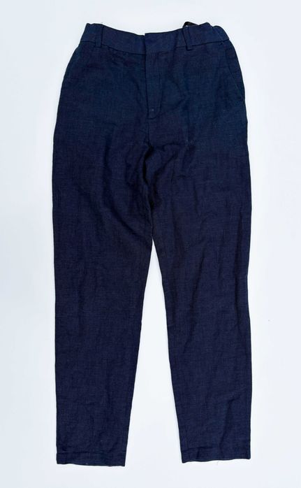 Spodnie H&M Len Lniane 164 cm 13 14 lat Granatowe Eleganckie