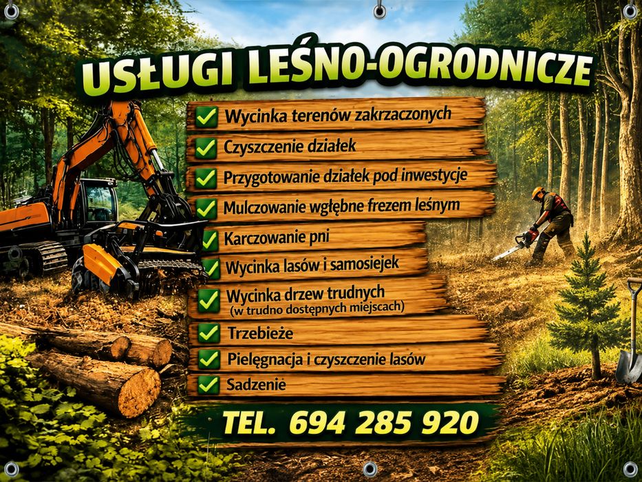 Wycinka drzew, mulczowanie, karczowanie