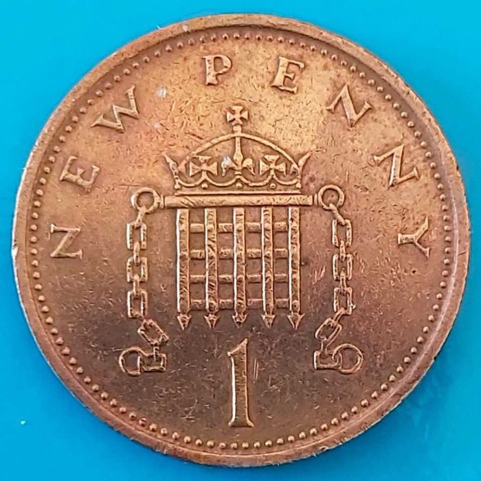 New  Penny 1 de 1975, Reino Unido, Isabel II