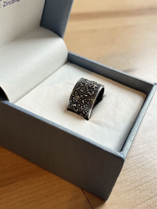 srebrna szeroka obrączka 925