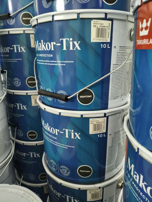 Farba Tikkurila Makor-Tix
Gruntoemalia akrylowa na powierzchnie metalowe, w tym ocynkowane
Produkt spełnia funkcje antykorozyjnej farby grunt