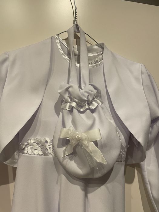 Sliczna Alba biala dziewczeca, krotki rekawek, bokerko,torebka halka